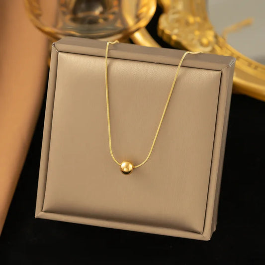 Minimalist Gold Bead Necklace – 18K Gold-Plated Stainless Steel by Rusty