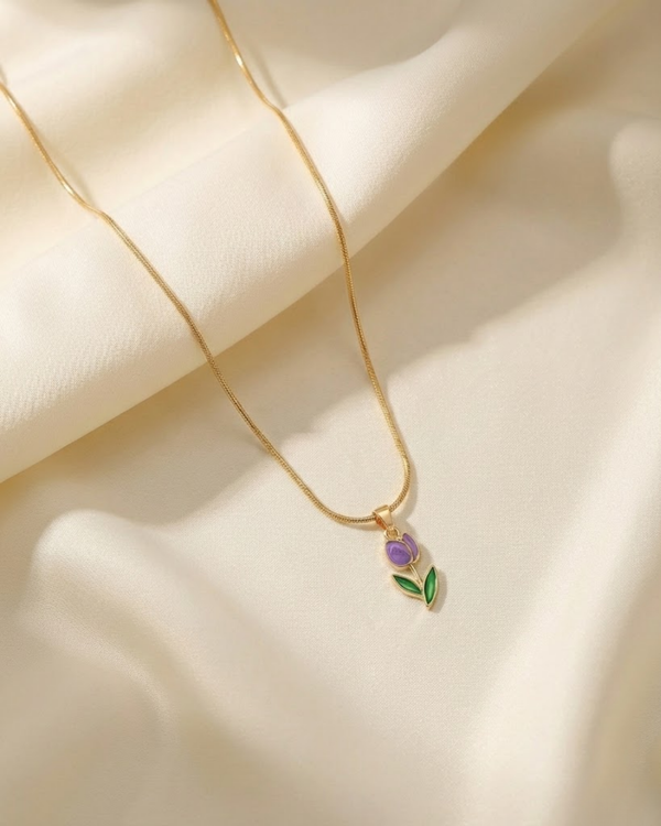 Purple Blossom Enamel Pendant Necklace – Rusty