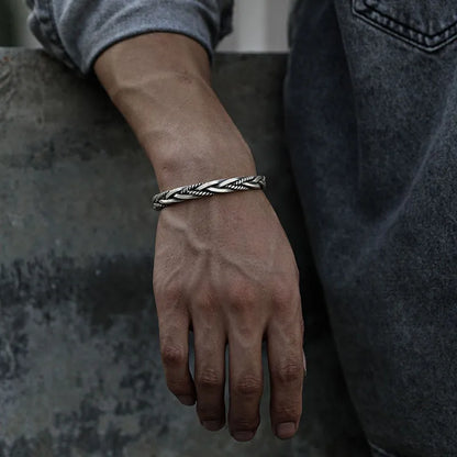 Rusty Twisted Rope Steel Bracelet