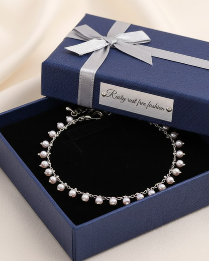 Rusty Elegant Pearl Charm Gold Anklet