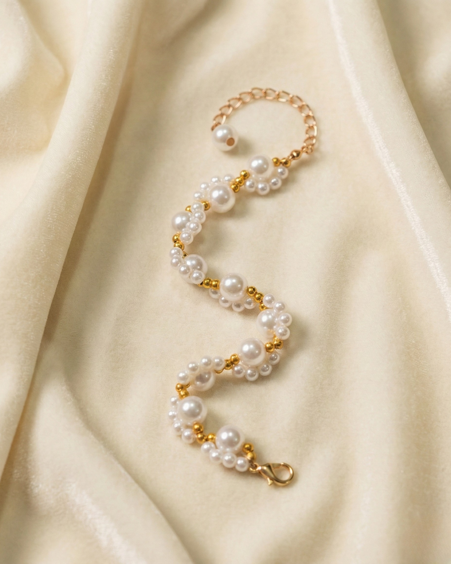 Rusty Elegant Pearl Cluster Bracelet