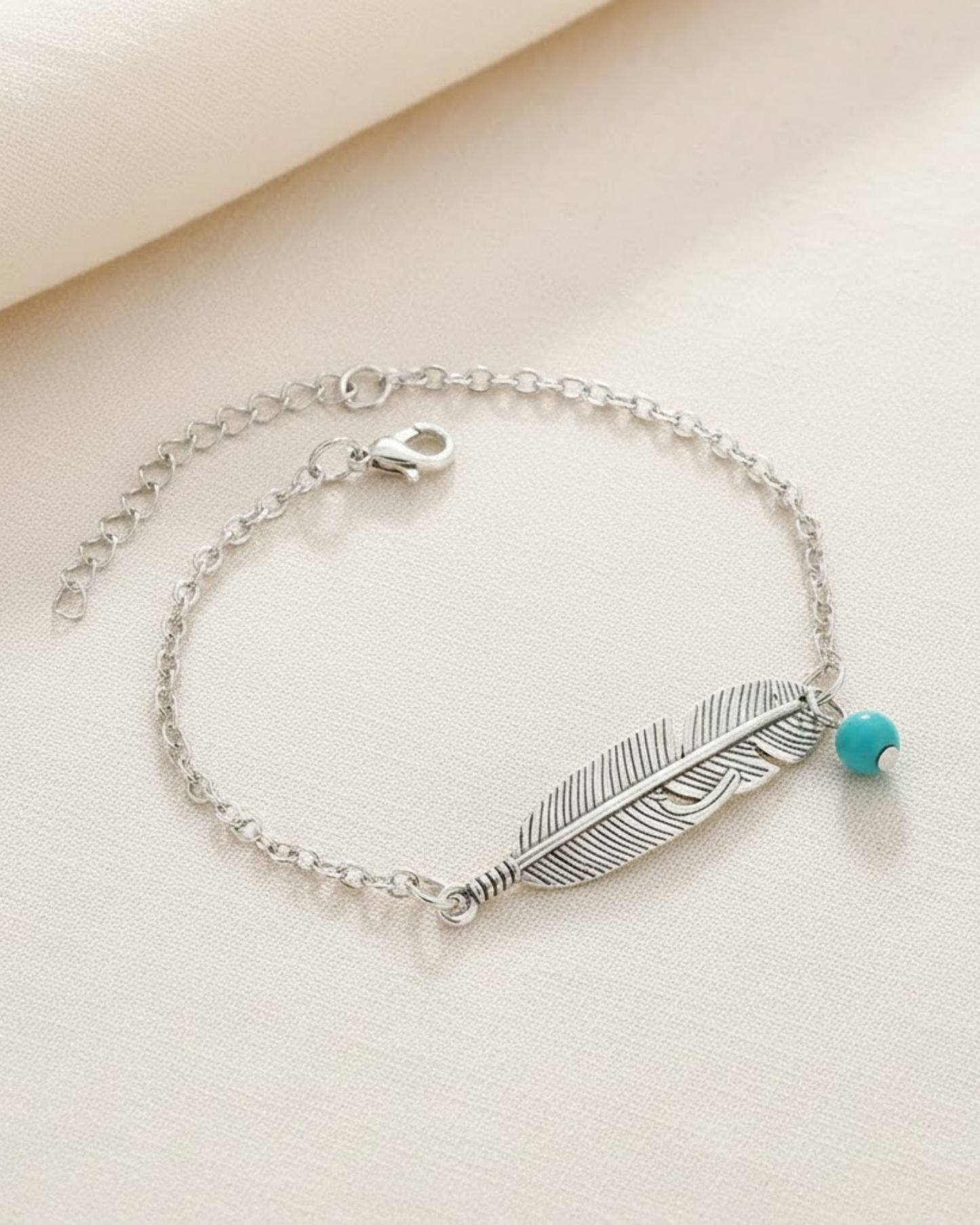 Rusty Feather Turquoise Anklet