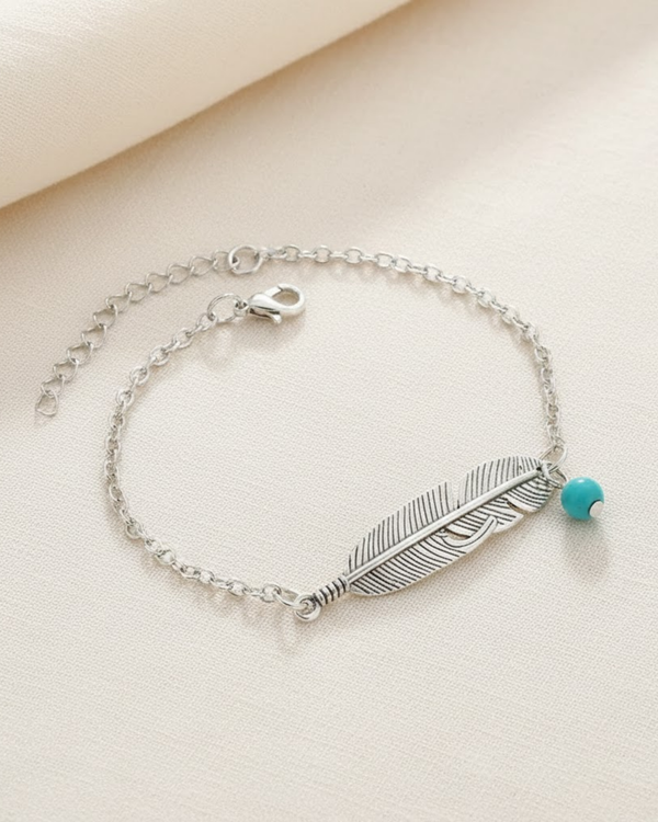Rusty Feather Turquoise Anklet