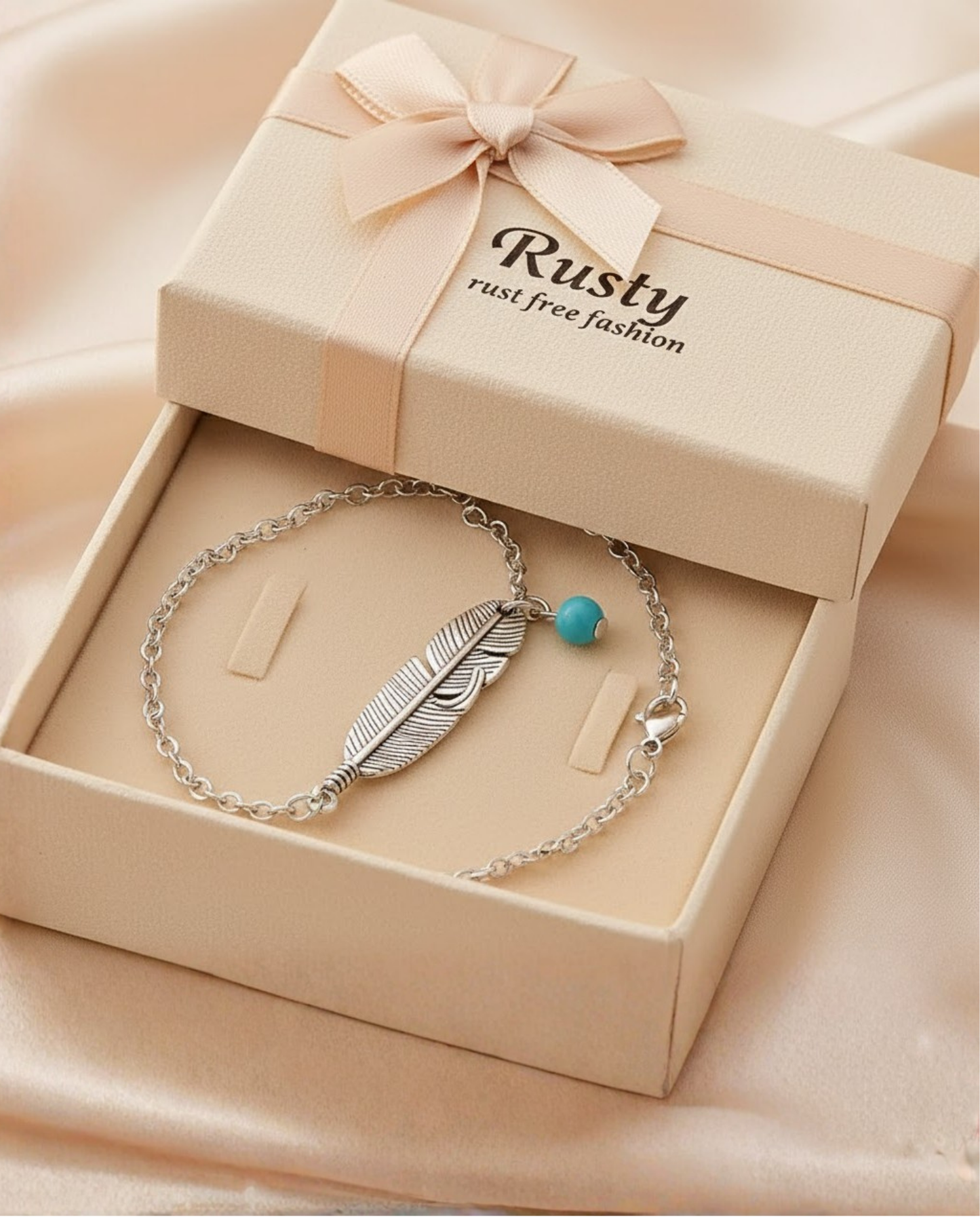 Rusty Feather Turquoise Anklet