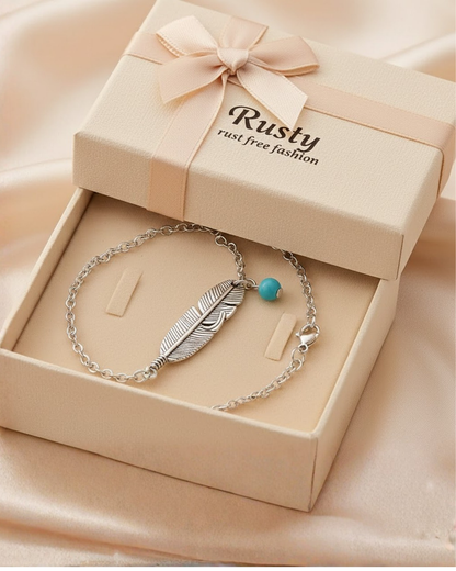 Rusty Feather Turquoise Anklet