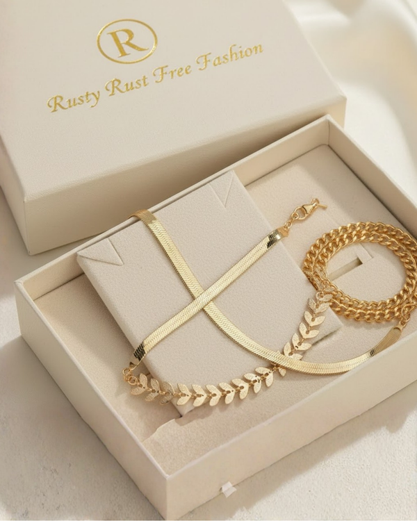 Rusty Gold-Tone Anklet Set