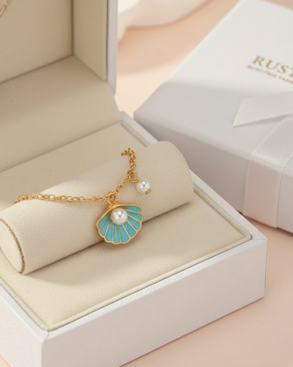 Rusty Gold Shell & Pearl Anklet