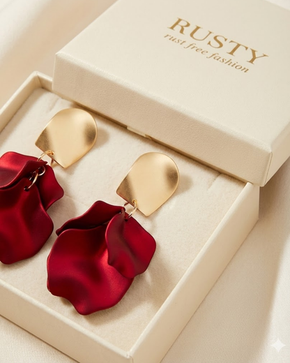 Rusty Green Floral Statement Earrings