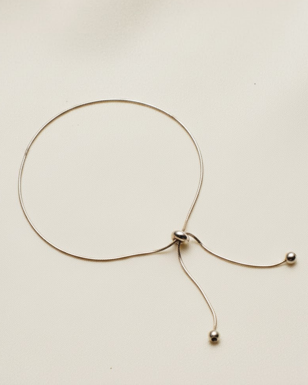 Rusty Minimalist Silver Adjustable Anklet