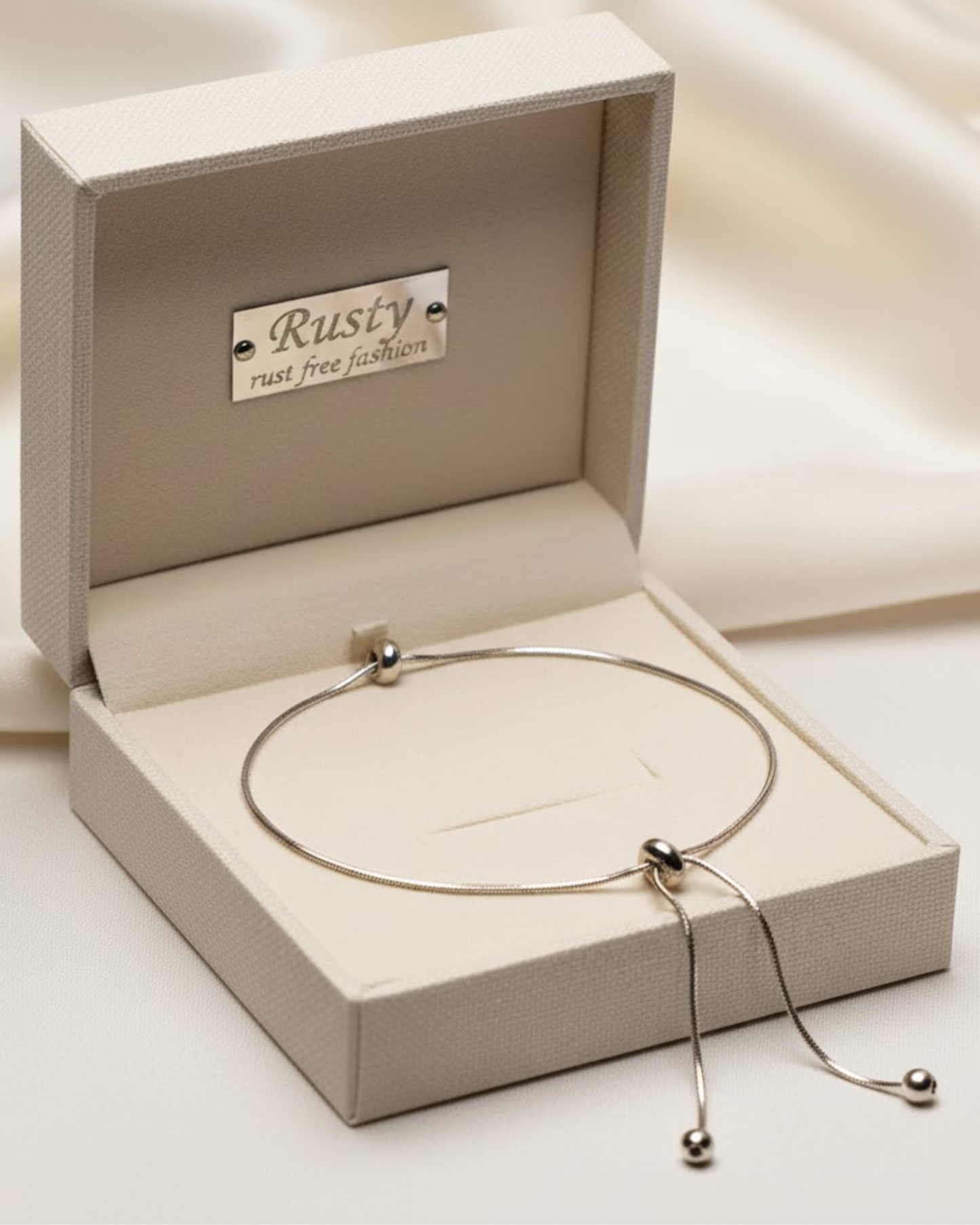 Rusty Minimalist Silver Adjustable Anklet