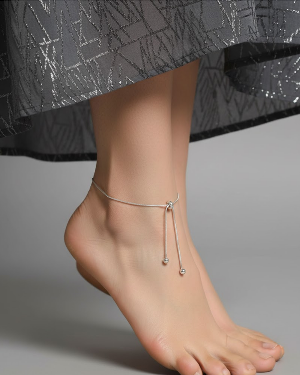 Rusty Minimalist Silver Adjustable Anklet