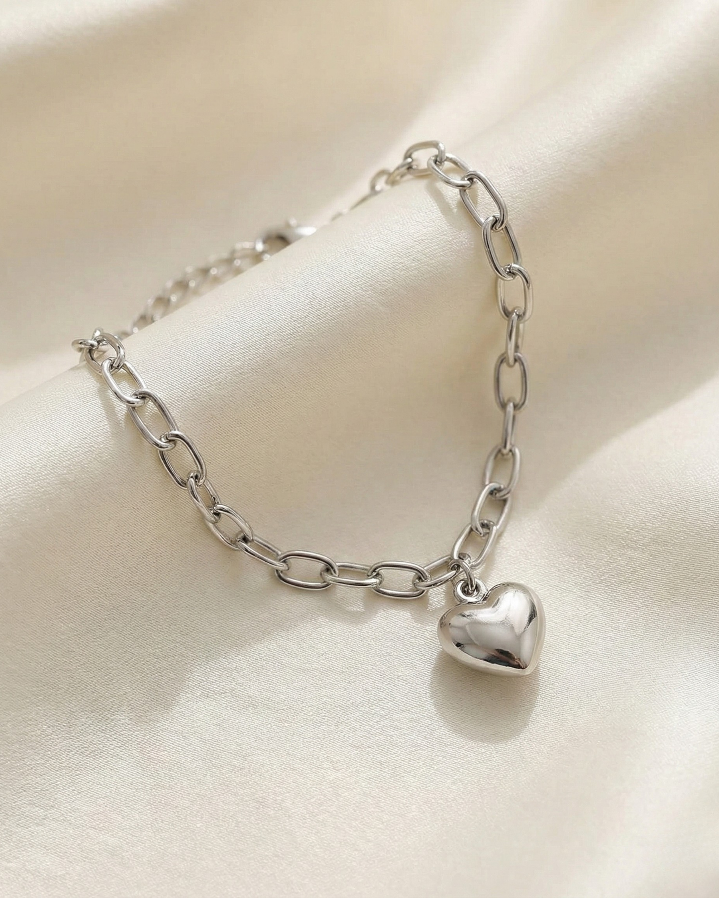 Rusty Silver Heart Charm Bracelet