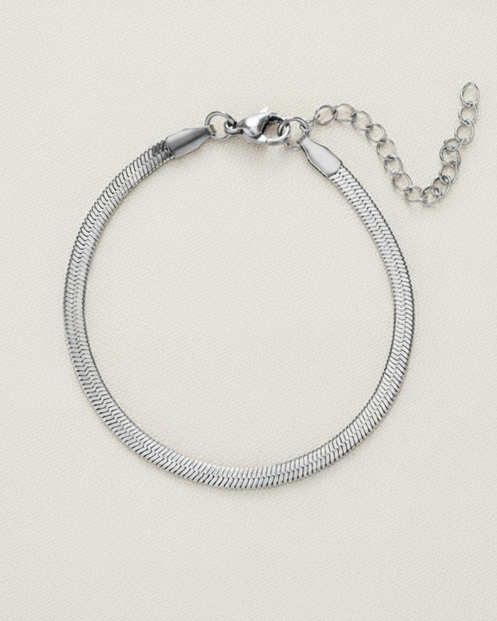 Rusty Silver Sleek Snake Chain Anklet