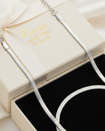 Rusty Silver Sleek Snake Chain Anklet