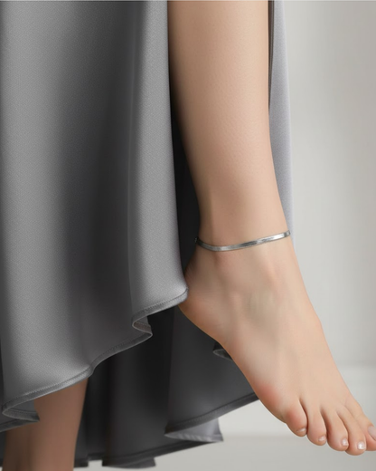 Rusty Silver Sleek Snake Chain Anklet