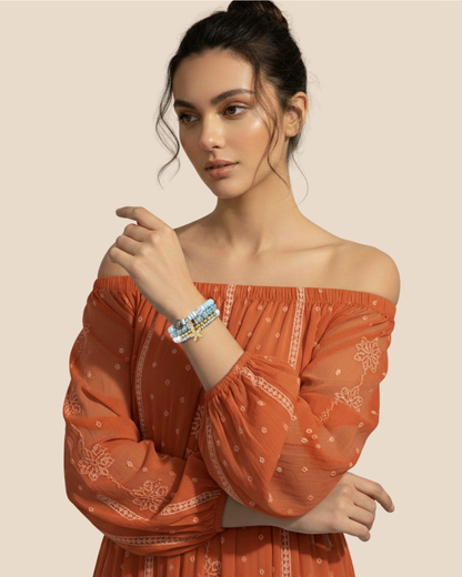 Rusty Starfish Beaded Bracelet Set