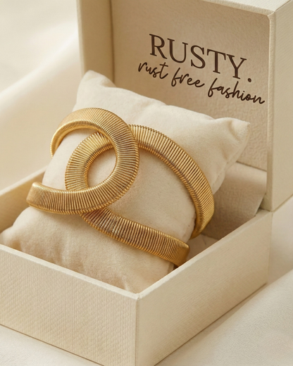 Rusty Statement Gold Wide Cuff Bracelet