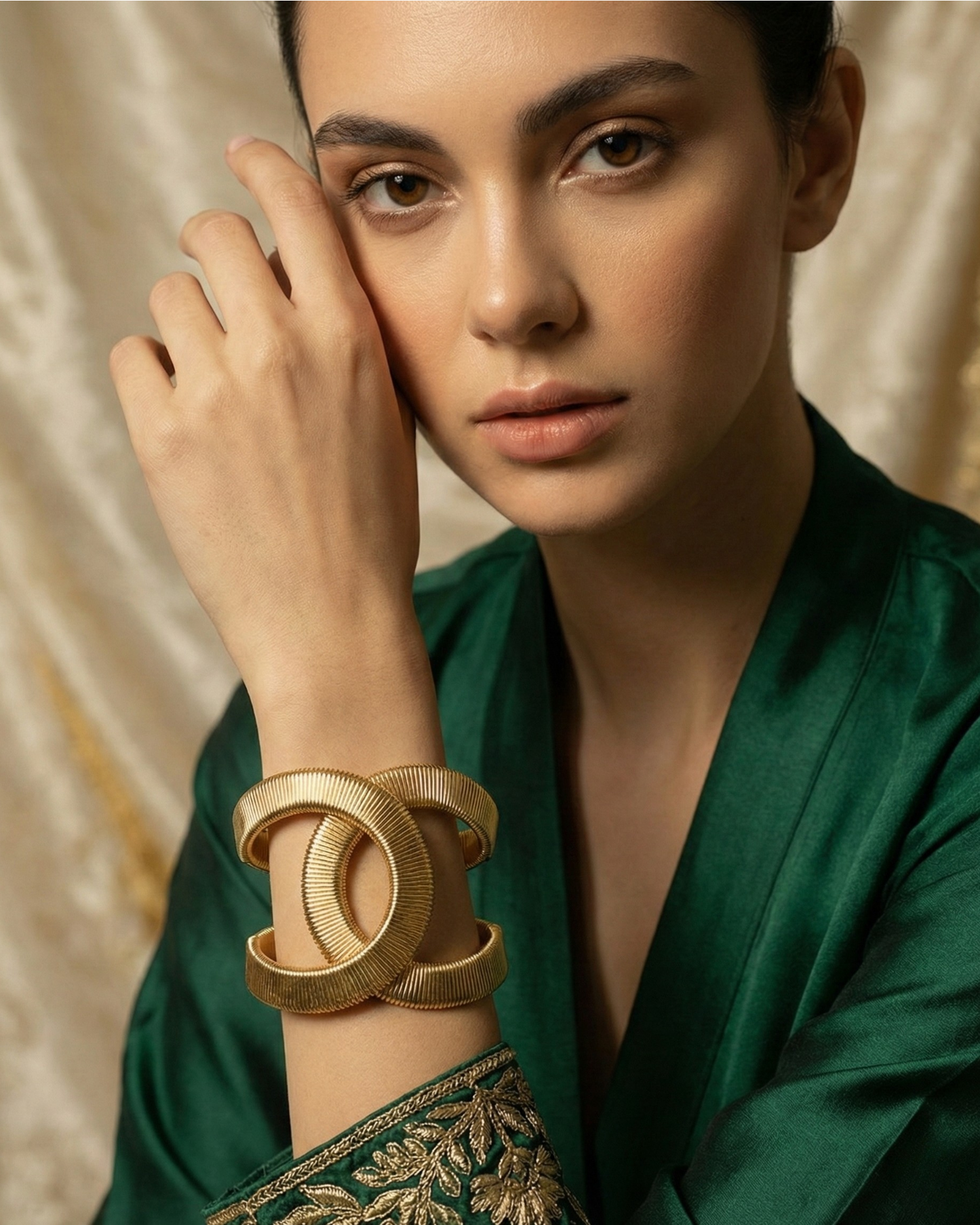 Rusty Statement Gold Wide Cuff Bracelet