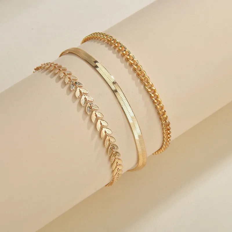 Rusty Women’s Gold-Tone Anklet Set (3 Pieces)