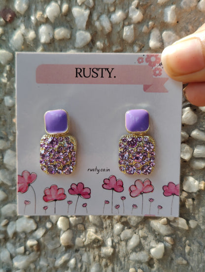 Lavender Sparkle Dual-Shape Stud Earrings for Women