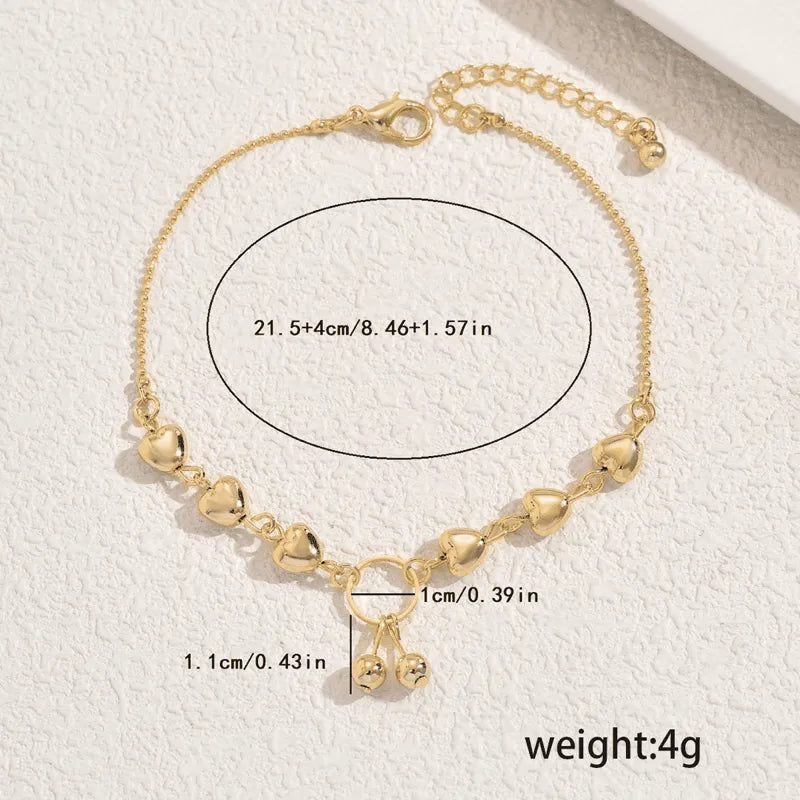 Rusty Women’s Golden Beaded Anklet with Pendant