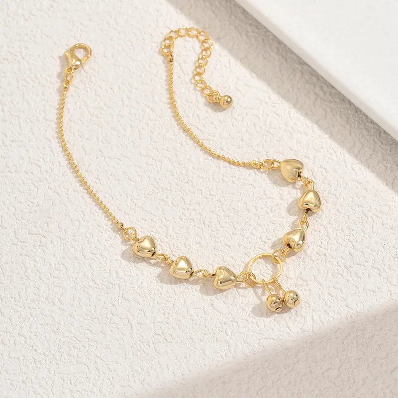 Rusty Women’s Golden Beaded Anklet with Pendant