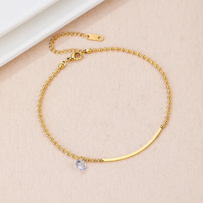 Rusty Elegant Gold Anklet with Crystal Charm