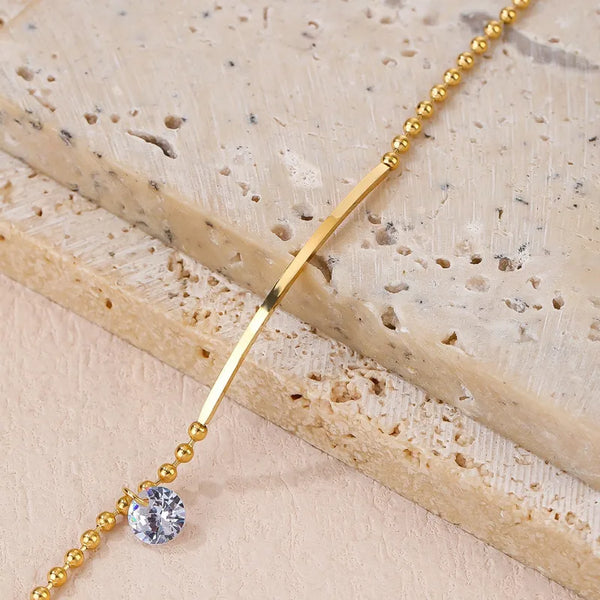 Rusty Elegant Gold Anklet with Crystal Charm