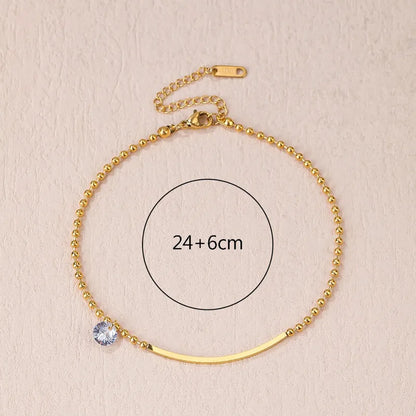 Rusty Elegant Gold Anklet with Crystal Charm