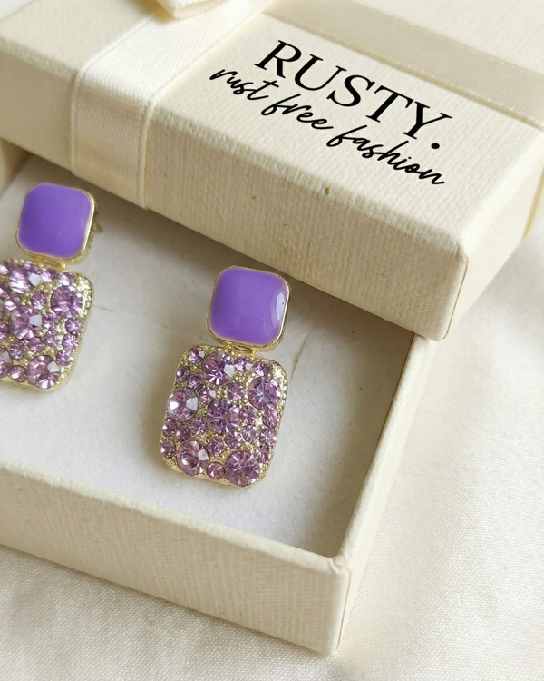 Rusty Lavender Sparkle Stud Earrings
