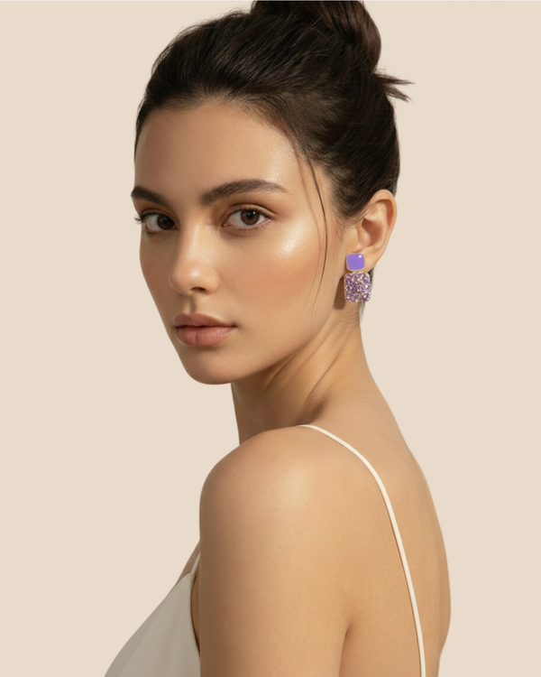 Rusty Lavender Sparkle Stud Earrings