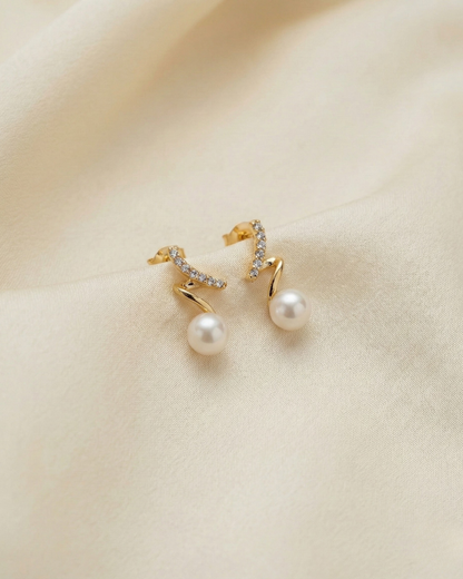 Rusty Twisted Crystal Pearl Drop Earrings