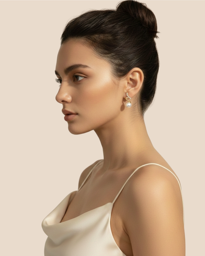 Rusty Twisted Crystal Pearl Drop Earrings