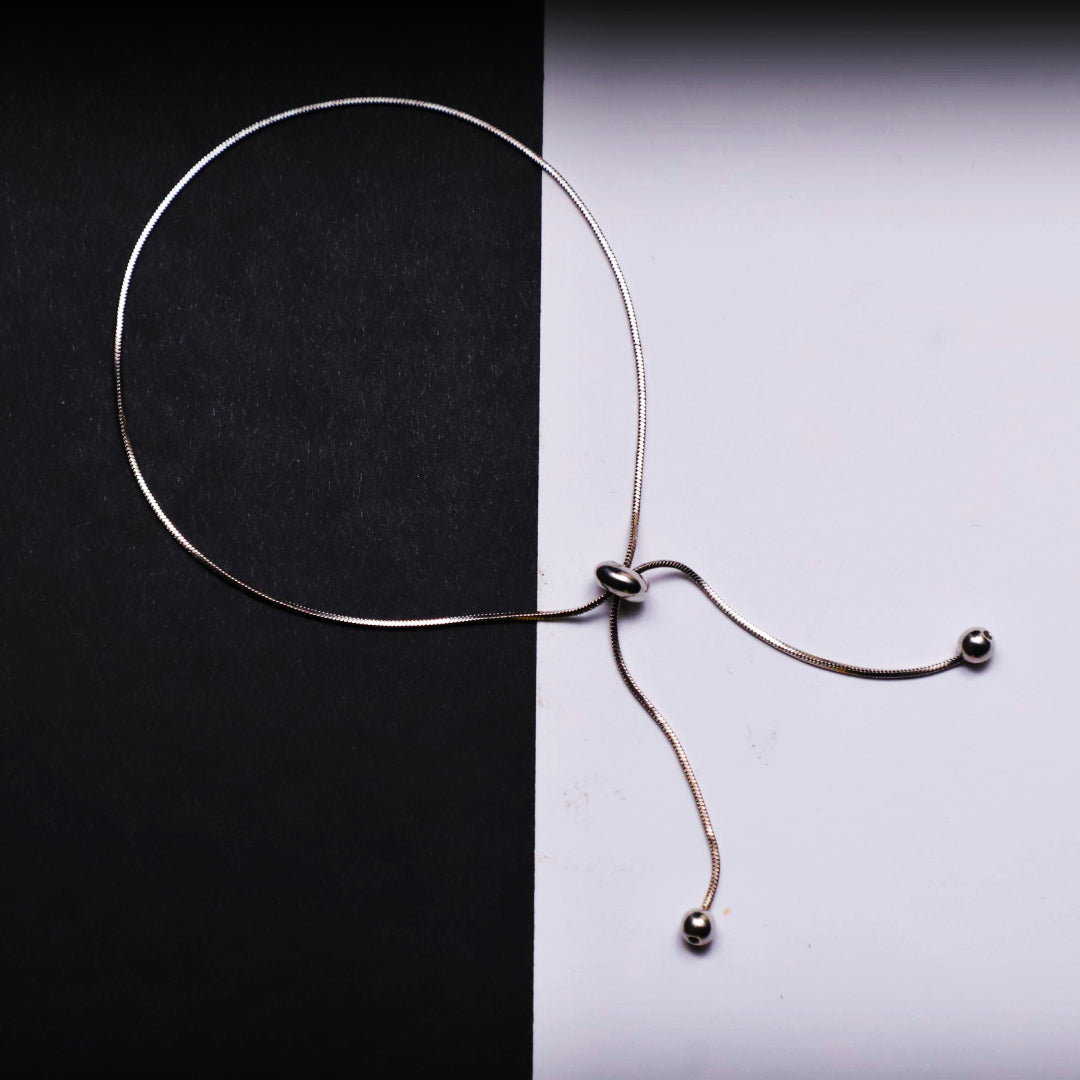 Rusty Minimalist Silver Adjustable Anklet