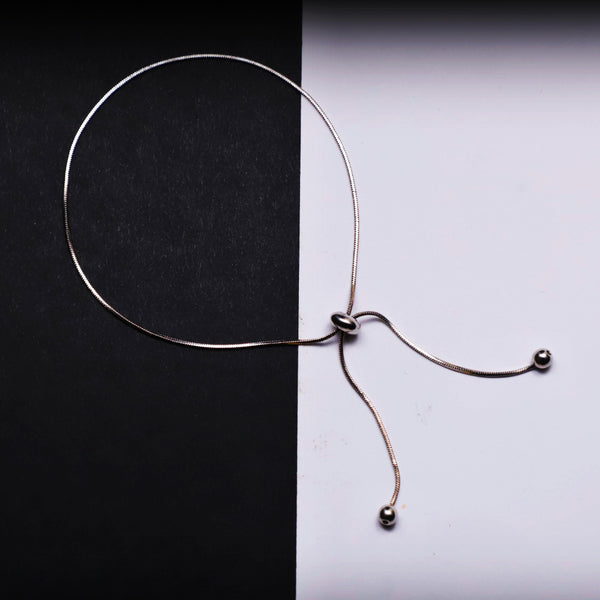 Rusty Minimalist Silver Adjustable Anklet