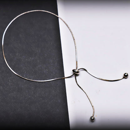 Rusty Minimalist Silver Adjustable Anklet