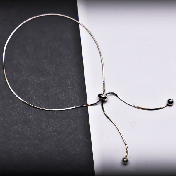 Rusty Minimalist Silver Adjustable Anklet