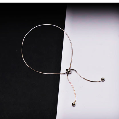 Rusty Minimalist Silver Adjustable Anklet