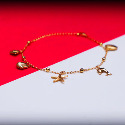 Rusty Golden Ocean Charm Anklet